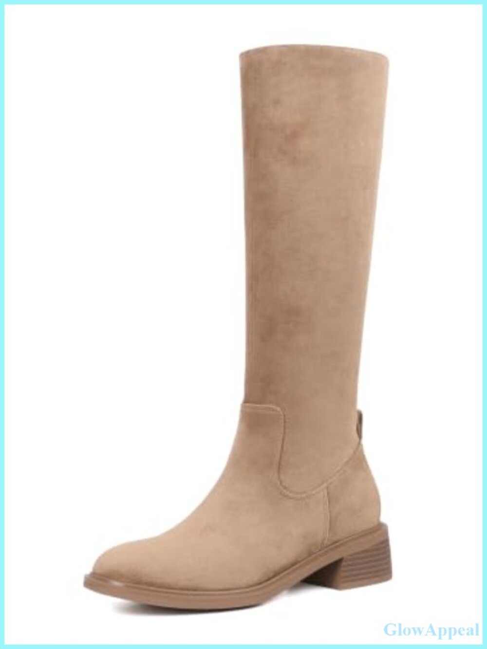 Women's Knee High Boots Full Side Zipper Round Toe Riding Boots Faux Suede